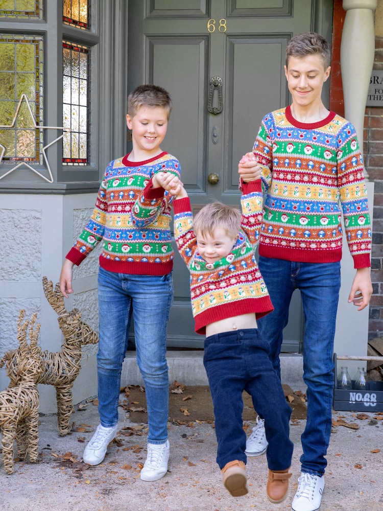 Jojo Maman Bébé – Weihnachtspullover mit leuchtendem Norwegermuster - Image 4 of 5