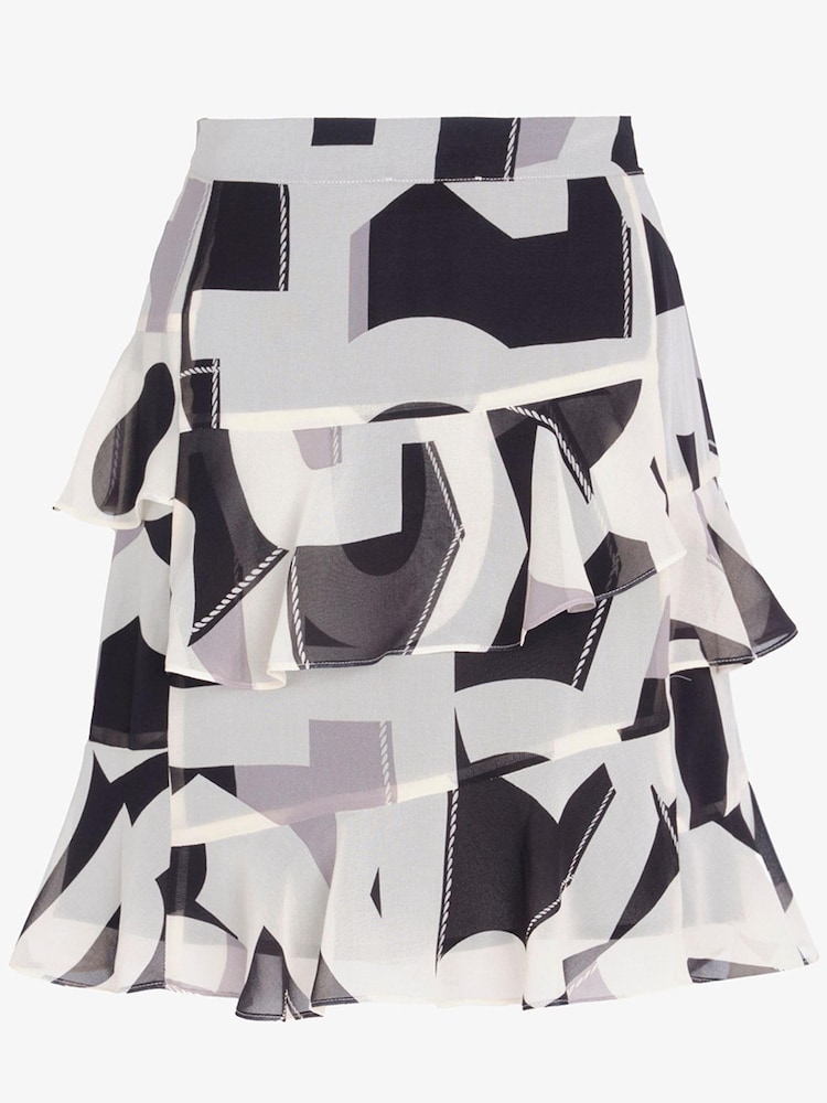 Mint Velvet Black Print Lyra Ruffle Mini Skirt - Image 6 of 6