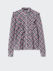 Mango Pink Checked Frill Blouse - Image 5 of 6