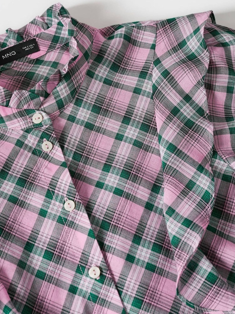 Mango Pink Checked Frill Blouse - Image 6 of 6