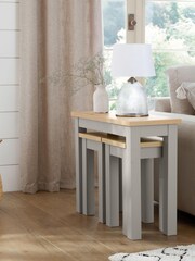 Dove Grey Malvern Oak Effect Rectangle Set of 3 Nest of Tables - Image 3 of 6