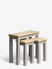 Dove Grey Malvern Oak Effect Rectangle Set of 3 Nest of Tables - Image 5 of 6