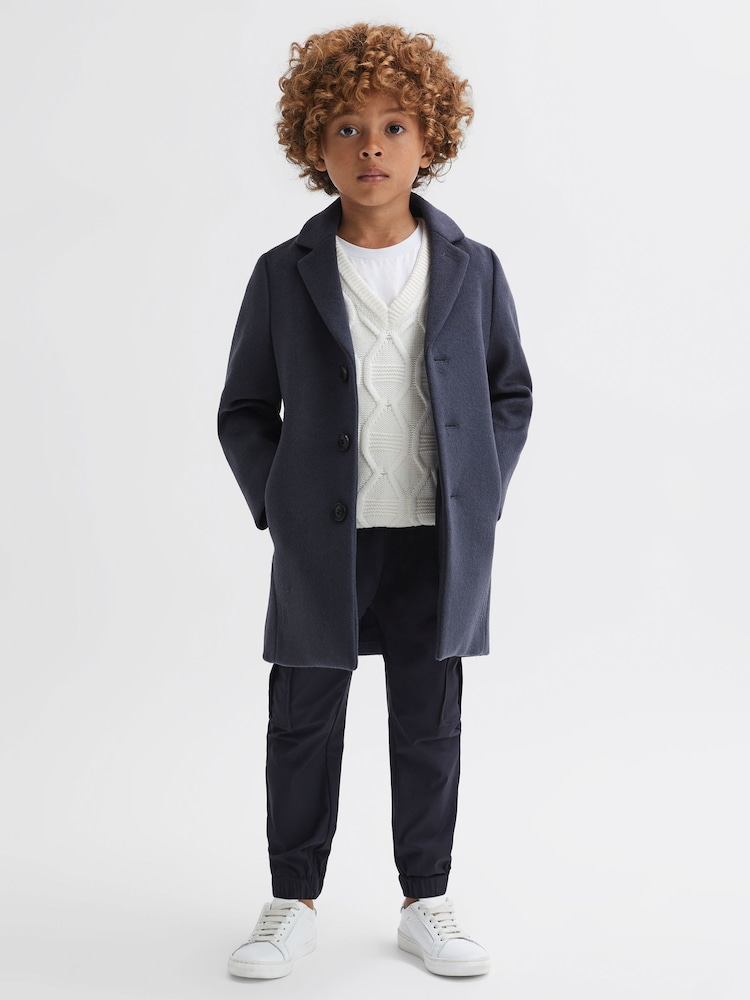 Reiss Airforce Blue Gable 9-14 yrs Single Breasted Epsom Overcoat - Image 1 of 6