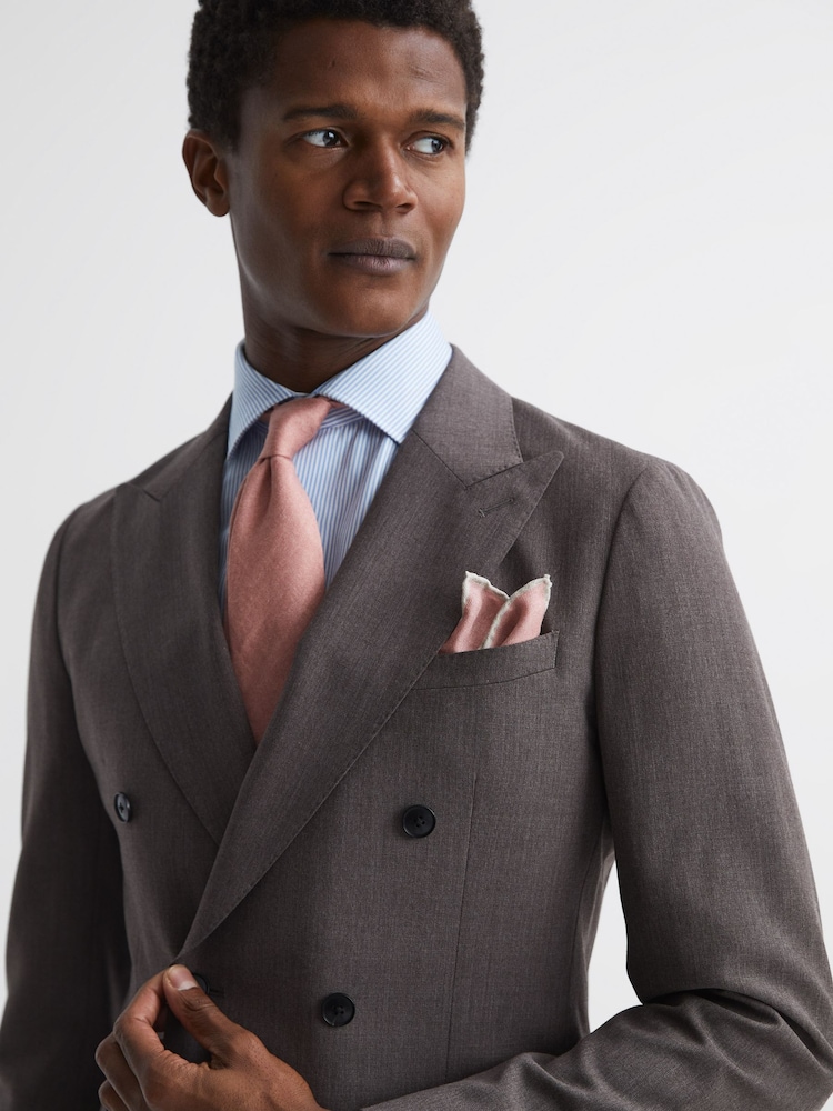 Reiss Rose Melange Halley Wool-Silk Blend Pocket Square - Image 2 of 5