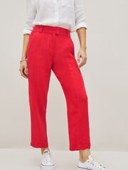 Rouge - Pantalon fuselé en lin mélangé - Image 1 de 9