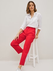 Rouge - Pantalon fuselé en lin mélangé - Image 5 de 9