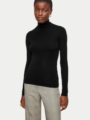 Jigsaw Tate Silk Cotton Black Polo Jumper - Image 1 of 5