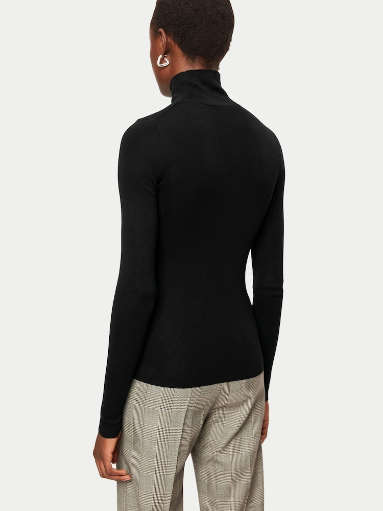 Jigsaw Tate Silk Cotton Black Polo Jumper - Image 2 of 5