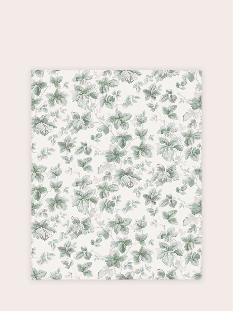 Laura Ashley Sage Green Autumn Leaves A4 Wallpaper Sample - Image 2 of 2