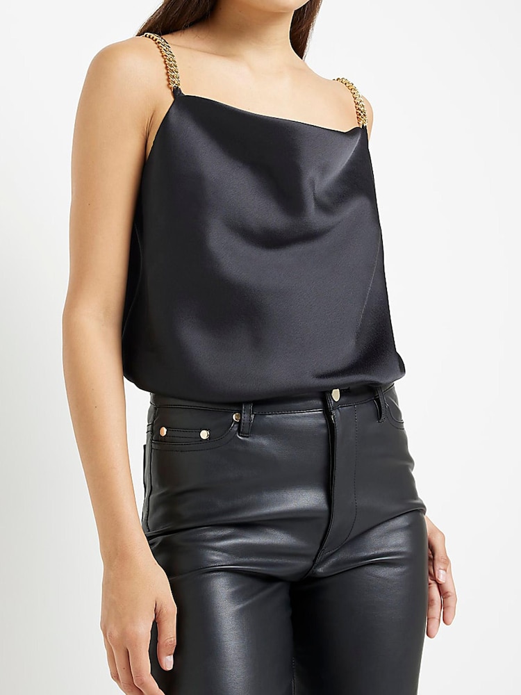 River Island Black Cowl Neck Trim Cami - Image 1 of 5