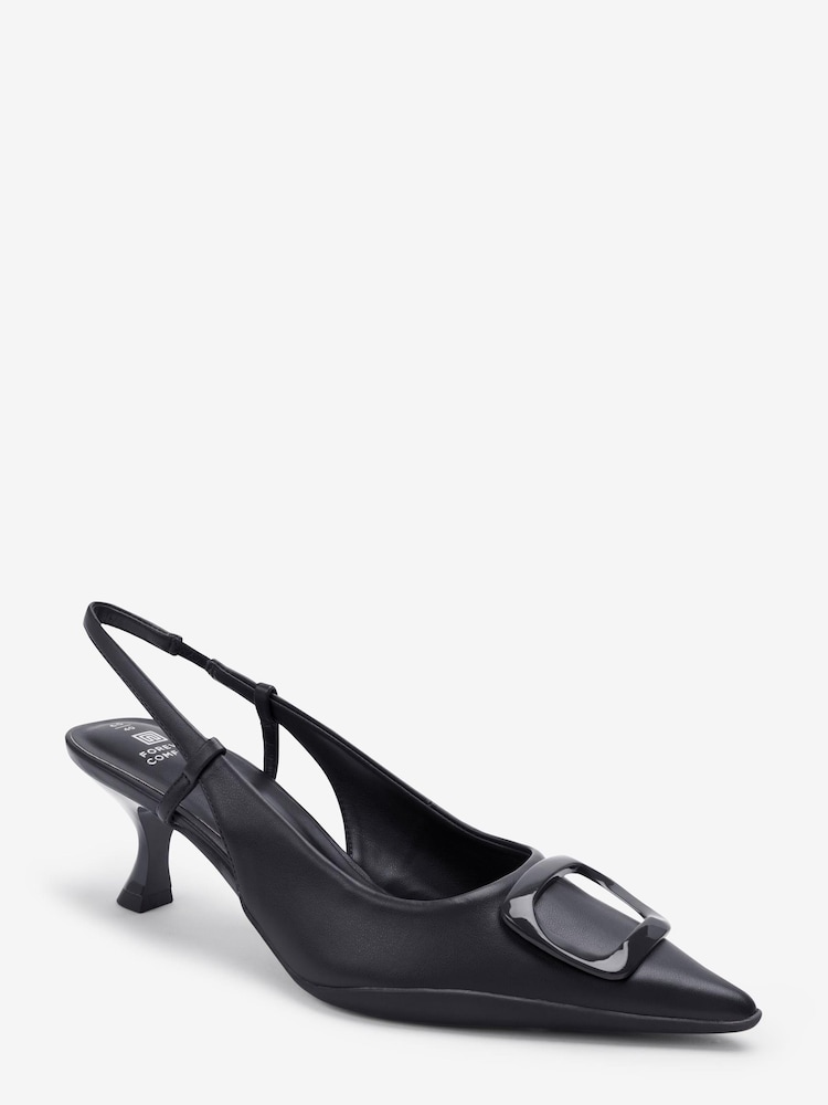 Black Forever Comfort® Hardware Slingback Kitten Heels - Image 2 of 4