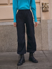 Black Parachute Cotton Cargo Trousers - Image 2 of 3