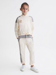 Reiss Pale Pink/Grey Marl Orla Senior Colourblock Joggers - Image 4 of 6