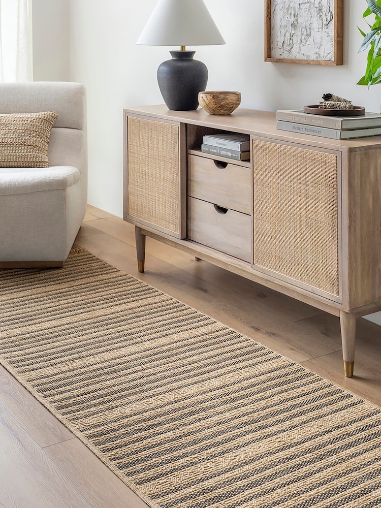 LIVABLISS Brown Indoor / Outdoor Mirage Cottage Fringe Jute Look Runner - Image 1 of 6
