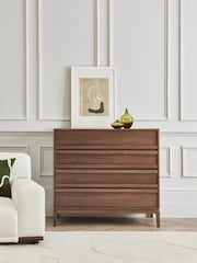 Jasper Conran London Brown 4 Drawer Belgrave Walnut Chest of Drawers - Image 1 of 7