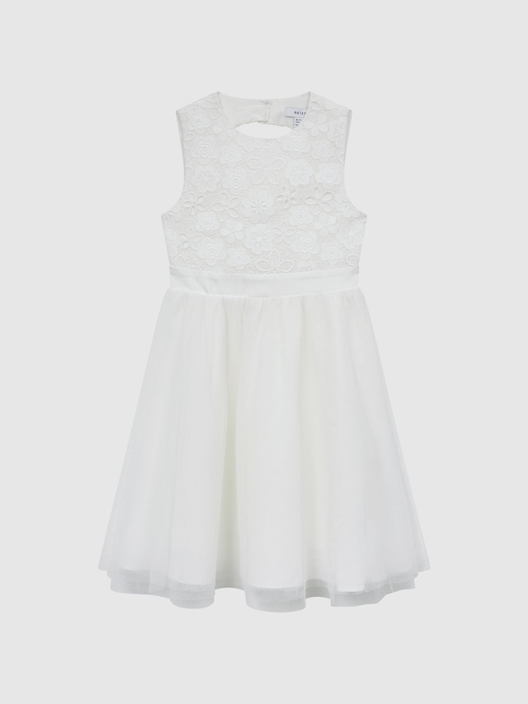 Reiss Ivory Kit Senior Lace Tulle Occasion Dress - Image 2 of 6