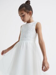Reiss Ivory Kit Senior Lace Tulle Occasion Dress - Image 3 of 6