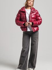 Superdry Pink Hooded Shine Sports Puffer Jacket - Image 2 of 3