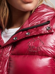Superdry Pink Hooded Shine Sports Puffer Jacket - Image 3 of 3