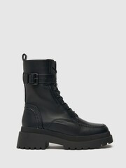 Schuh Aaliyah Black High Cut Buckle Boots - Image 1 of 4