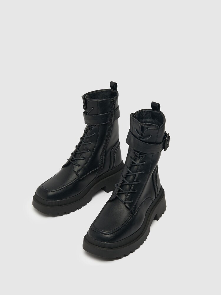 Schuh Aaliyah Black High Cut Buckle Boots - Image 2 of 4