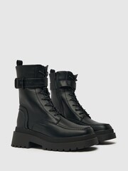 Schuh Aaliyah Black High Cut Buckle Boots - Image 4 of 4