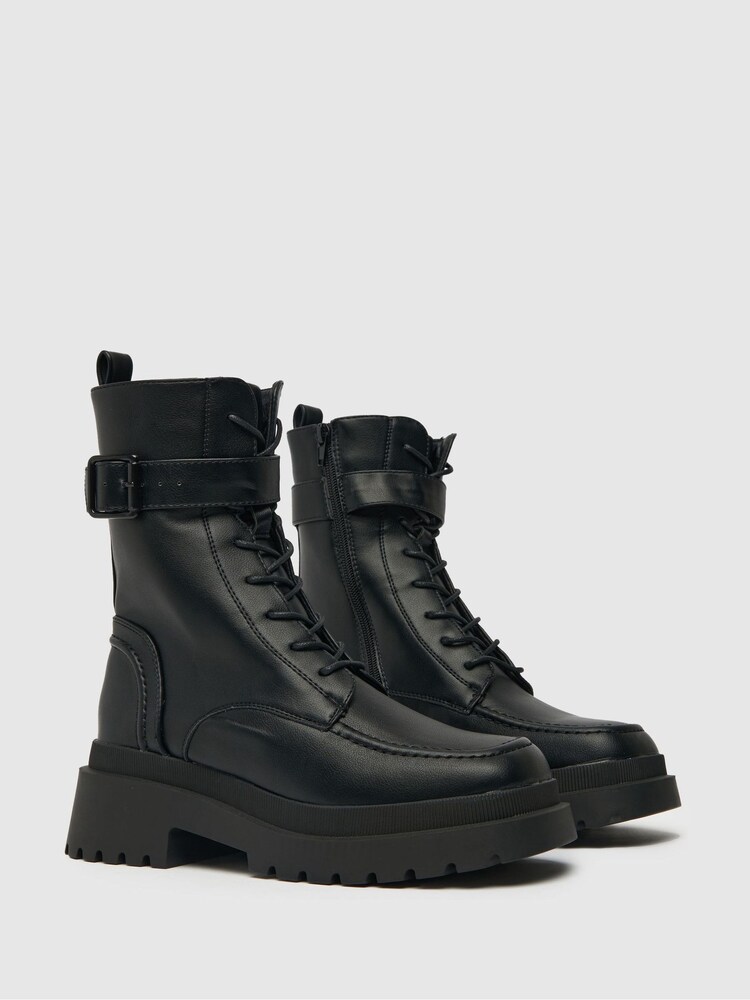 Schuh Aaliyah Black High Cut Buckle Boots - Image 4 of 4