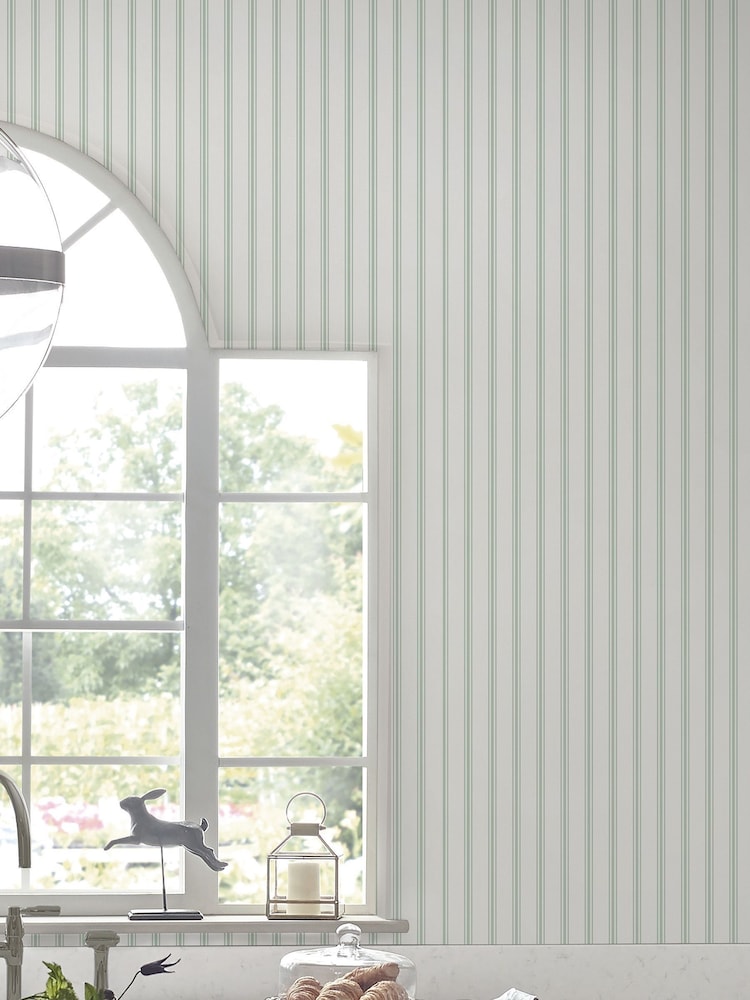 Laura Ashley Sage Green Farnworth Wallpaper Sample - Image 1 of 2