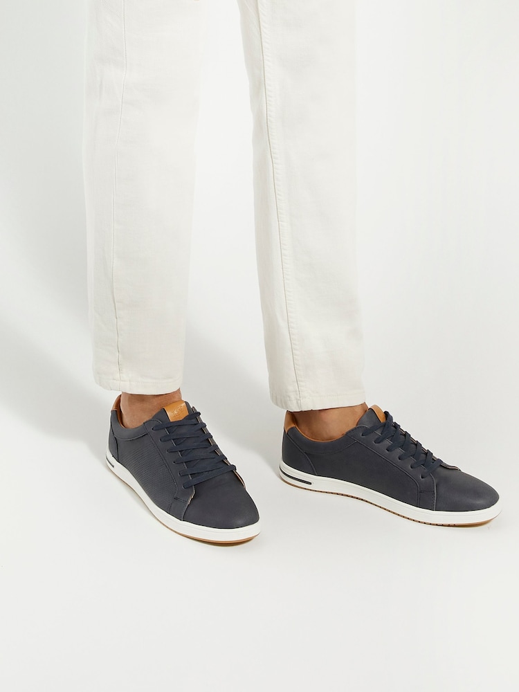 Dune London Blue Standard Fit Tezzy Perf Trainers - Image 1 of 6