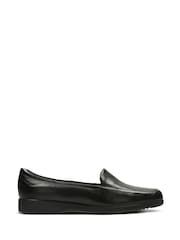 Clarks Black Standard Fit (D) Wide Fit Leather Georgia Shoes - Image 1 of 7