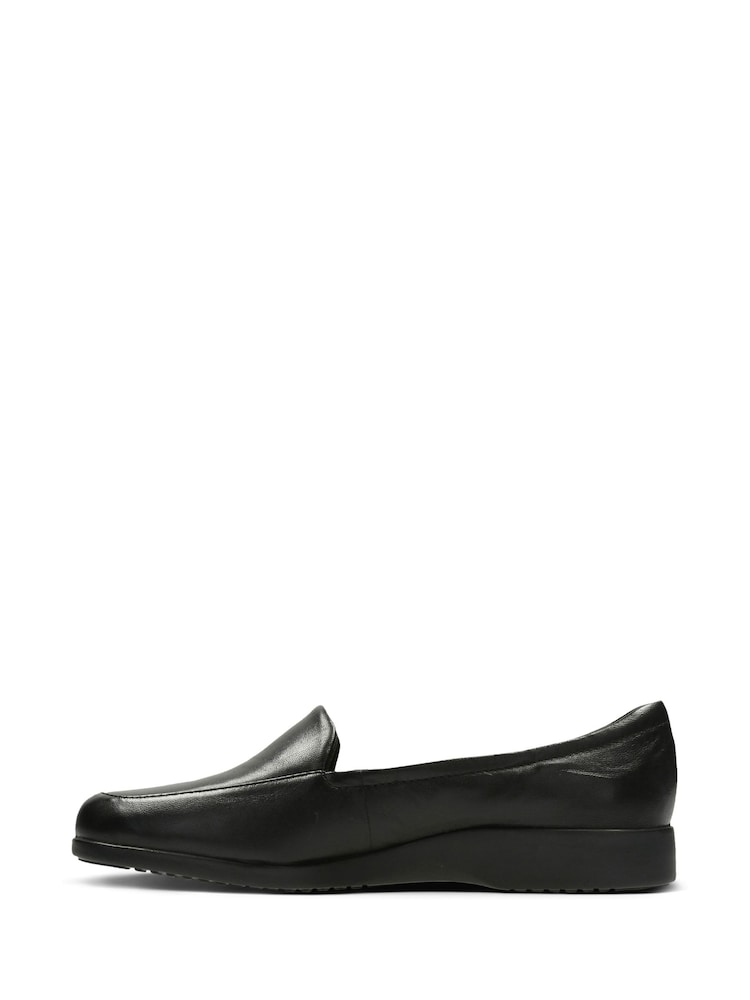 Clarks Black Standard Fit (D) Wide Fit Leather Georgia Shoes - Image 2 of 7