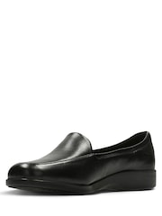 Clarks Black Standard Fit (D) Wide Fit Leather Georgia Shoes - Image 3 of 7