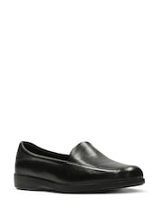 Clarks Black Standard Fit (D) Wide Fit Leather Georgia Shoes - Image 4 of 7