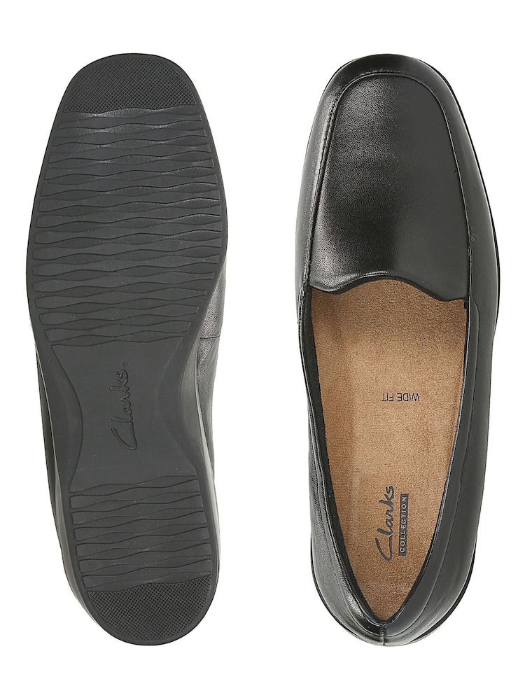 Buy Clarks Black Standard Fit (D) Wide Fit Leather Georgia Shoes