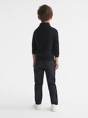 Reiss Navy Blackhall 3-9 yrs Quarter Zip Merino Wool Jumper - Image 4 of 5