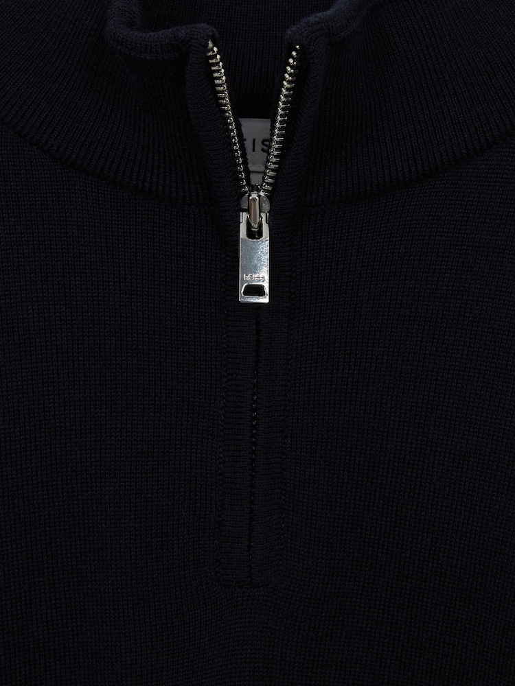 Reiss Navy Blackhall 3-9 yrs Quarter Zip Merino Wool Jumper - Image 5 of 5