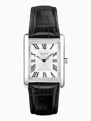 Accurist Womens Black Rectangle Leather Strap Analogue Watch - Image 1 of 7