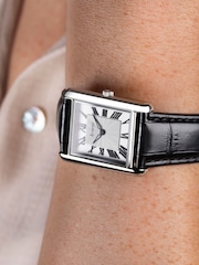 Accurist Womens Black Rectangle Leather Strap Analogue Watch - Image 7 of 7