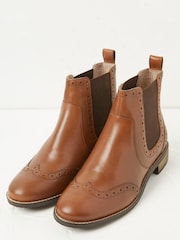 FatFace Brown Chelsea Brogue Boots - Image 2 of 4