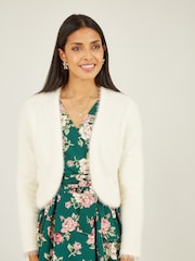Yumi Cream Eyelash Knit Bolero - Image 1 of 5