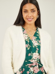 Yumi Cream Eyelash Knit Bolero - Image 4 of 5