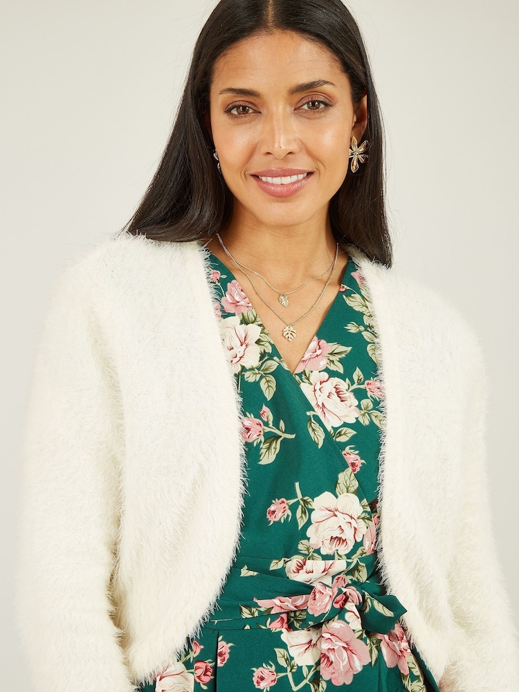 Yumi Cream Eyelash Knit Bolero - Image 4 of 5