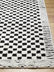 LIVABLISS Black Freud Modern High Pile Checkered Runner - Image 2 of 6