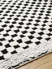 LIVABLISS Black Freud Modern High Pile Checkered Runner - Image 4 of 6