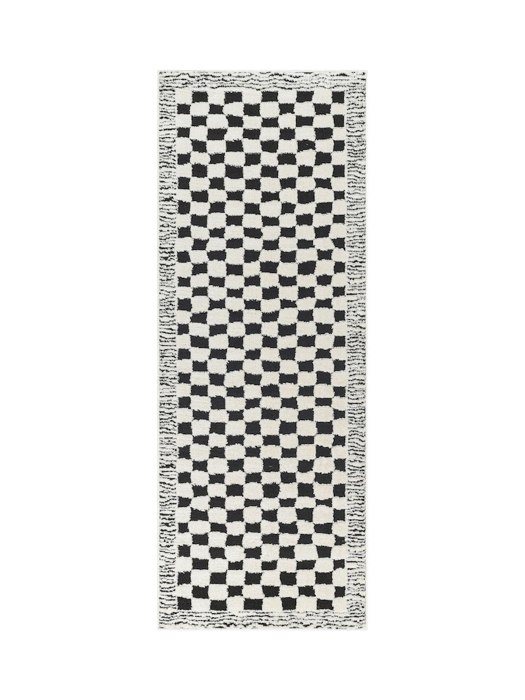 LIVABLISS Black Freud Modern High Pile Checkered Runner - Image 6 of 6