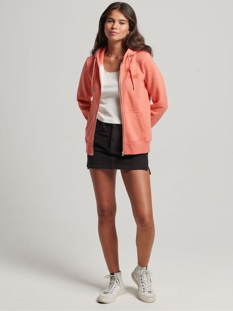 Koralle meliert - Superdry Vintage Logo Kapuzenjacke mit Stickerei - Bild 2 von 5