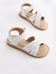 White Standard Fit (F) Crossover Ankle Strap Sandals - Image 2 of 5