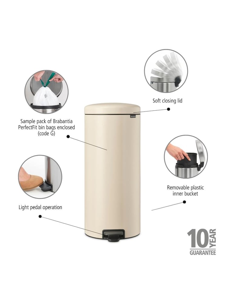 Brabantia Cream NewIcon 30L Pedal Bin - Image 6 of 6