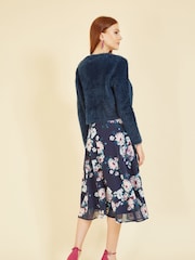 Yumi Blue Eyelash Knit Bolero - Image 2 of 5