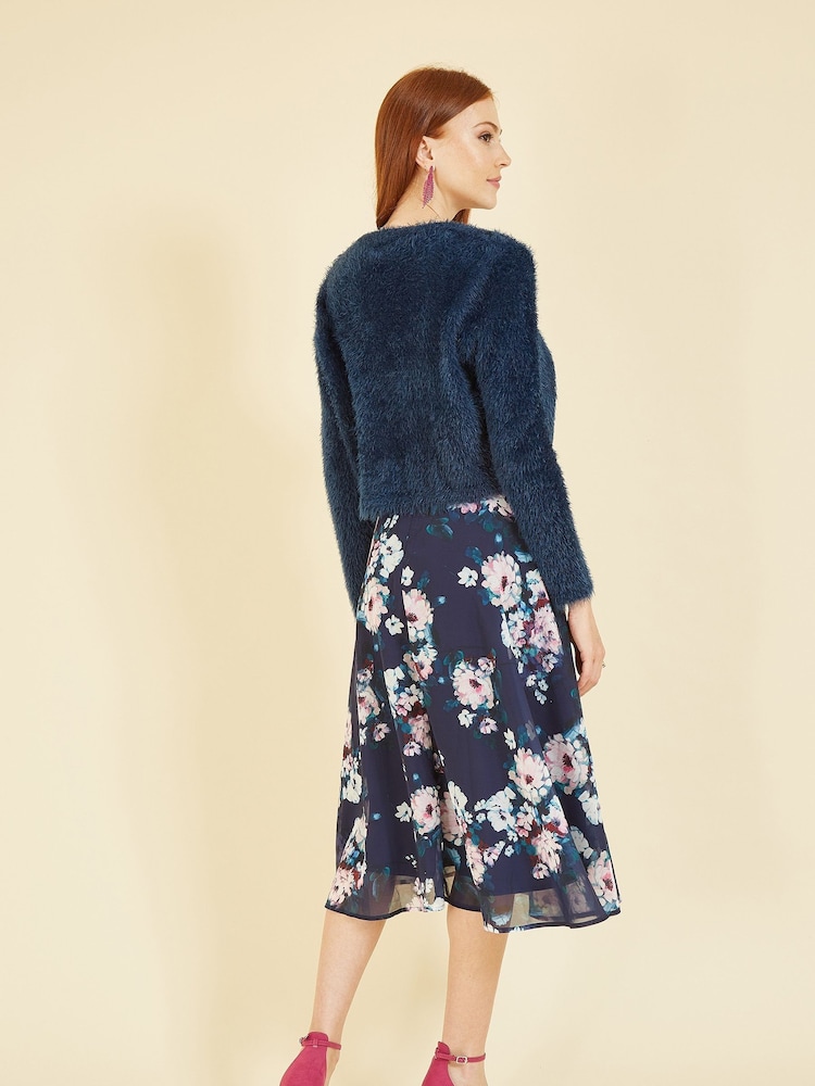 Yumi Blue Eyelash Knit Bolero - Image 2 of 5